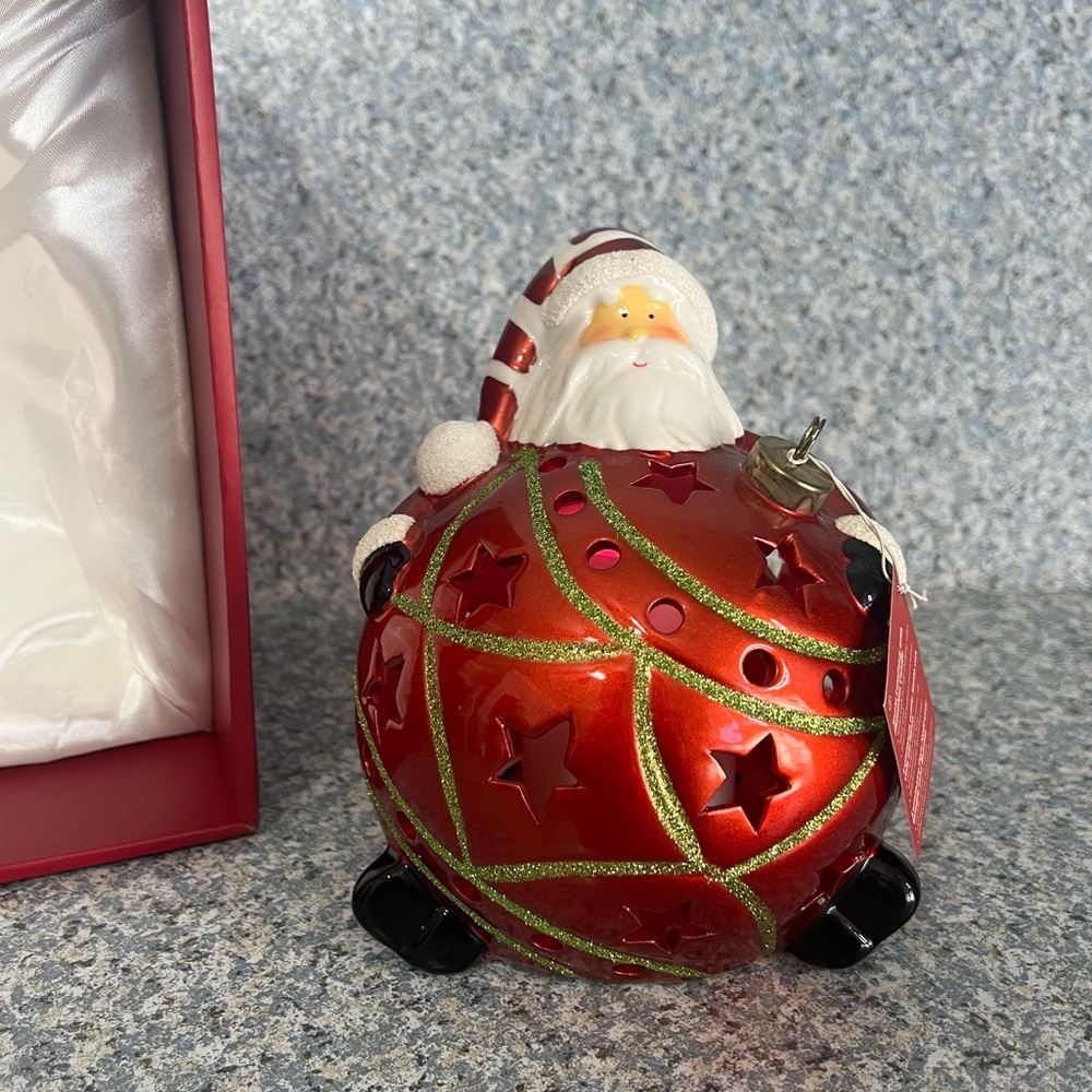 Home Reflections Ceramic Santa Luminary Flameless Candle with Timer